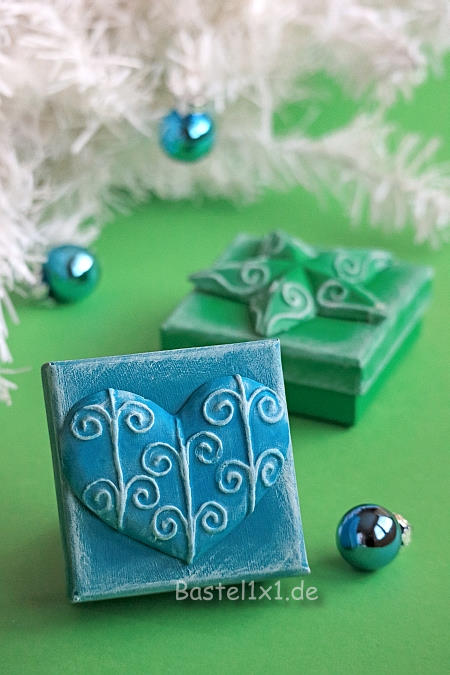 Basteln fr Weihnachten - Weihnachtliche Geschenkschachtel Blau